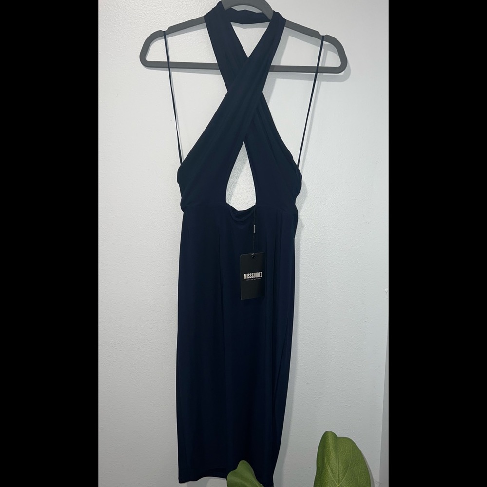 Missguided cross front halter midi dress